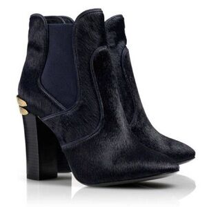 Tory Burch Theodora Navy Heeled Ankle Boots with Gold Dragonfly detail Size 7.5